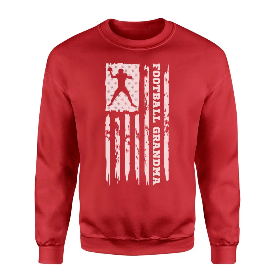 football grandma vertical flag on a sweatshirt with a white graphic