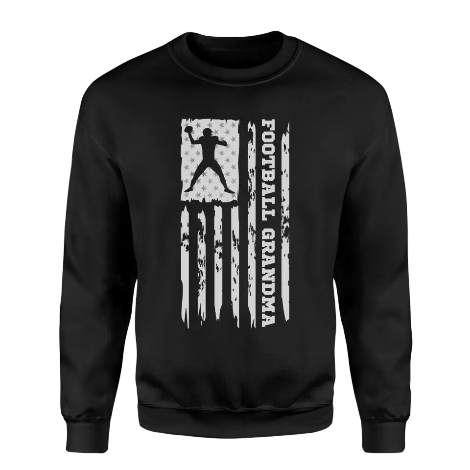 football grandma vertical flag on a sweatshirt with a white graphic