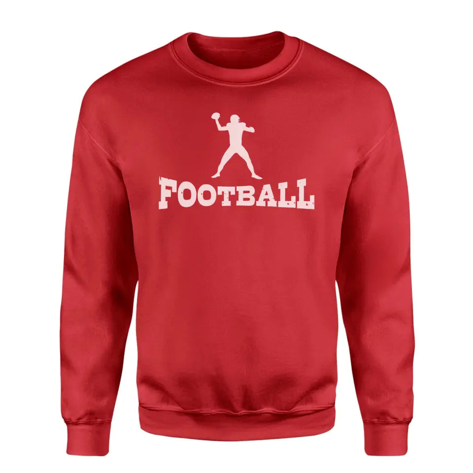 basic football with football player icon on a sweatshirt with a white graphic