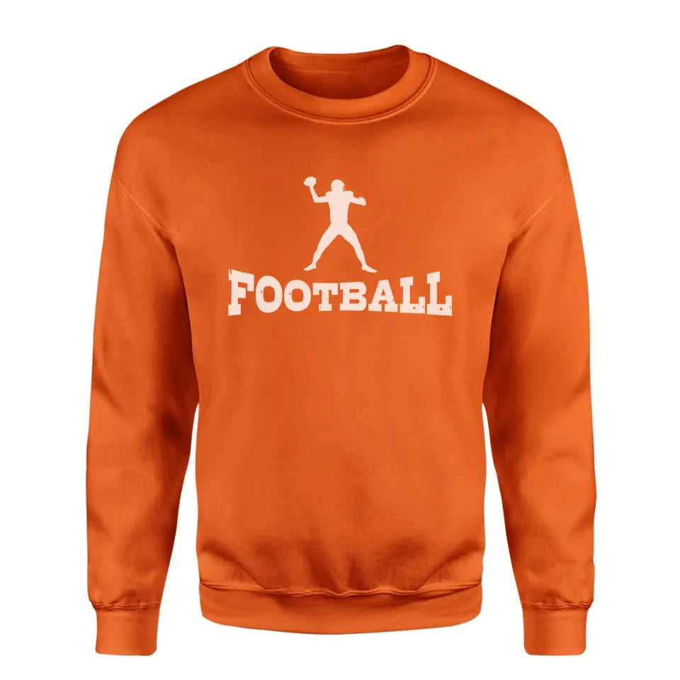 basic football with football player icon on a sweatshirt with a white graphic