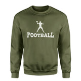 basic football with football player icon on a sweatshirt with a white graphic