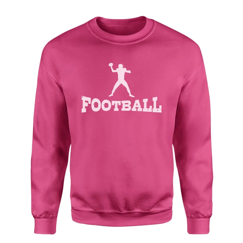 basic football with football player icon on a sweatshirt with a white graphic