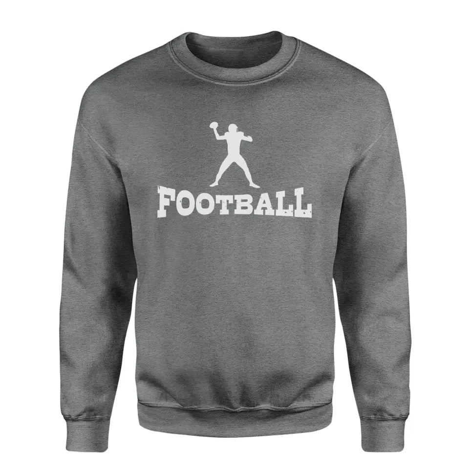 basic football with football player icon on a sweatshirt with a white graphic