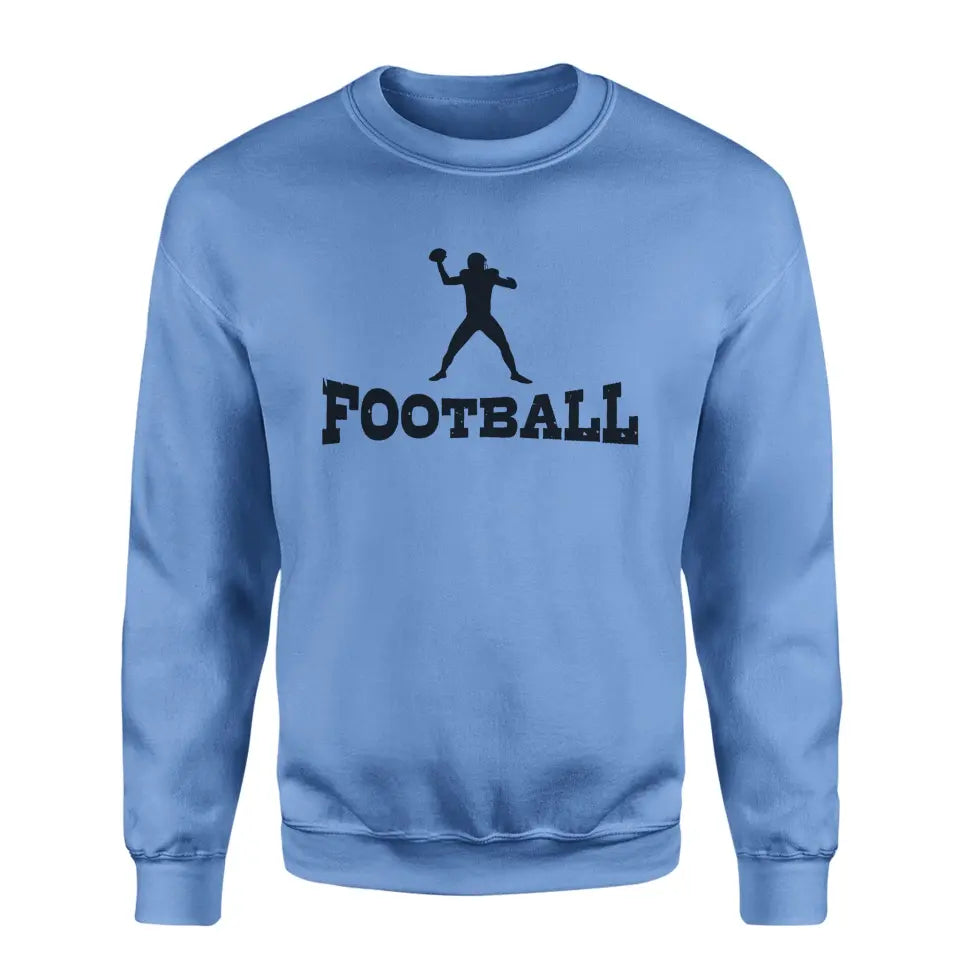 basic football with football player icon on a sweatshirt with a black graphic