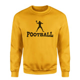 basic football with football player icon on a sweatshirt with a black graphic