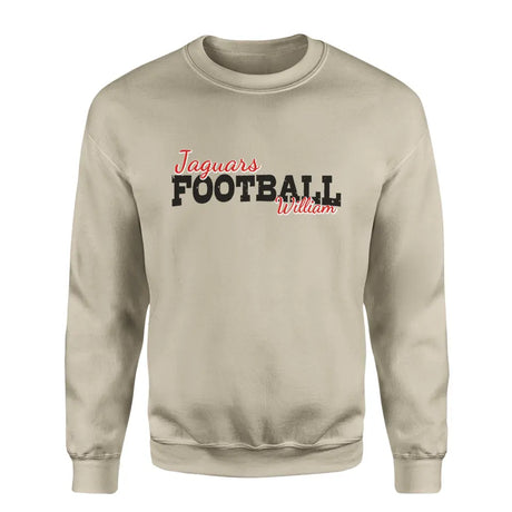 custom football mascot and football player name on a sweatshirt with a black graphic