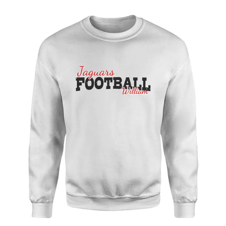 custom football mascot and football player name on a sweatshirt with a black graphic