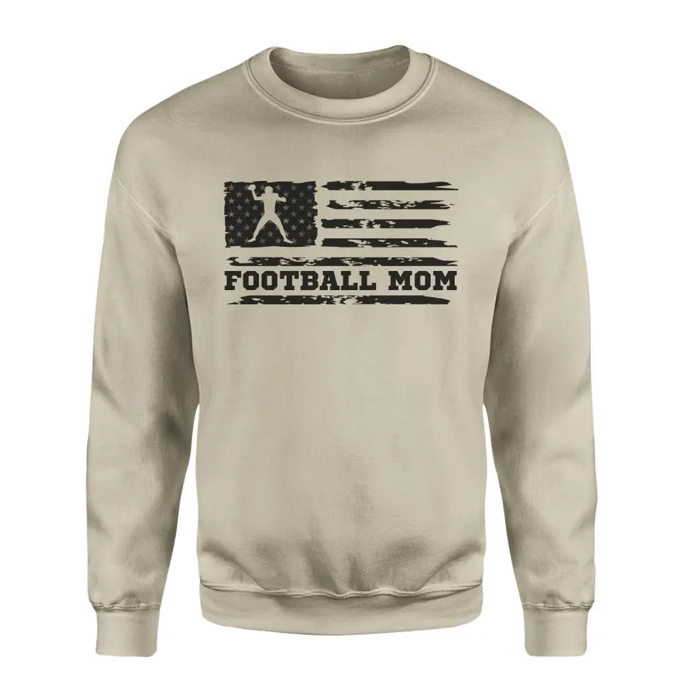 football mom horizontal flag on a sweatshirt with a black graphic