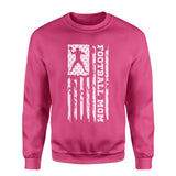 football mom vertical flag on a sweatshirt with a white graphic