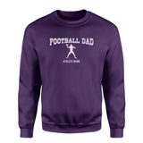 Football Dad with Football Player Icon and Football Player Name on a Sweatshirt with a White Graphic