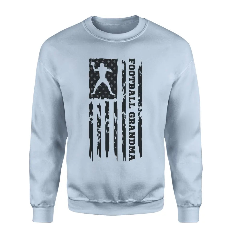 football grandma vertical flag on a sweatshirt with a black graphic