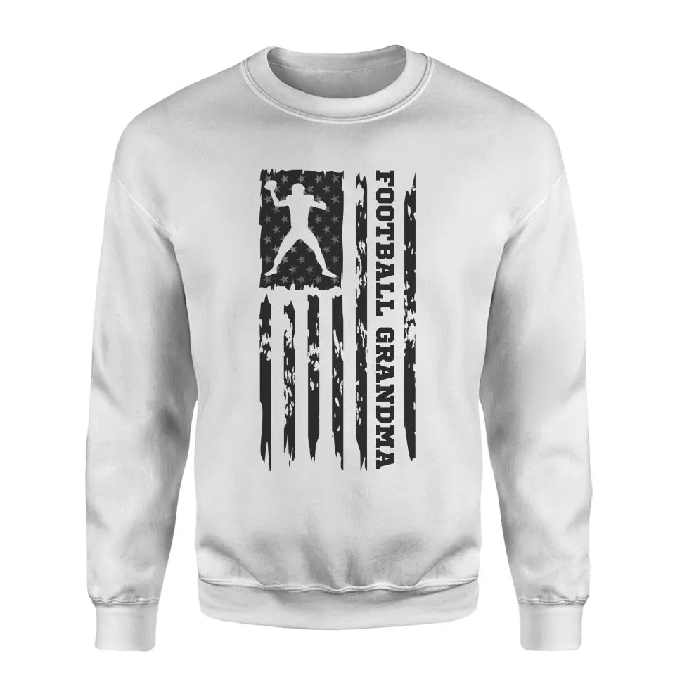 Football Grandma Vertical Flag on a Sweatshirt with a Black Graphic