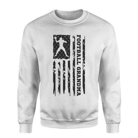 football grandma vertical flag on a sweatshirt with a black graphic