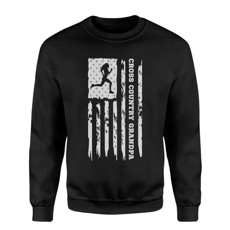 Cross Country Grandpa Vertical Flag on a Sweatshirt with a White Graphic