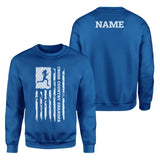 Cross Country Grandpa Vertical Flag With Cross Country Runner Name on a Sweatshirt with a White Graphic