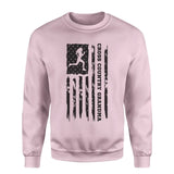 Cross Country Grandma Vertical Flag on a Sweatshirt with a Black Graphic