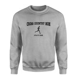 Cross Country Mom with Cross Country Runner Icon and Cross Country Runner Name on a Sweatshirt with a Black Graphic