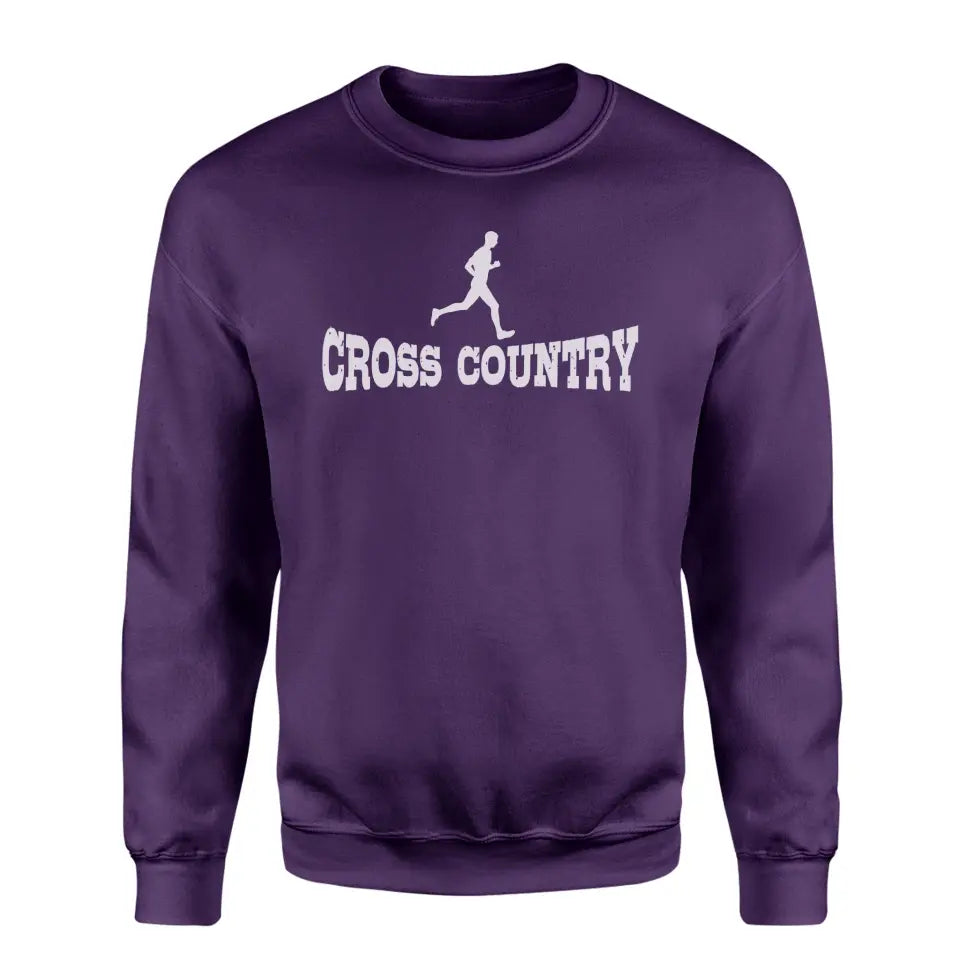 Basic Cross Country with Cross Country Runner Icon on a Sweatshirt with a White Graphic