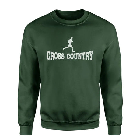 Basic Cross Country with Cross Country Runner Icon on a Sweatshirt with a White Graphic