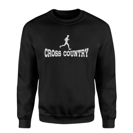 Basic Cross Country with Cross Country Runner Icon on a Sweatshirt with a White Graphic