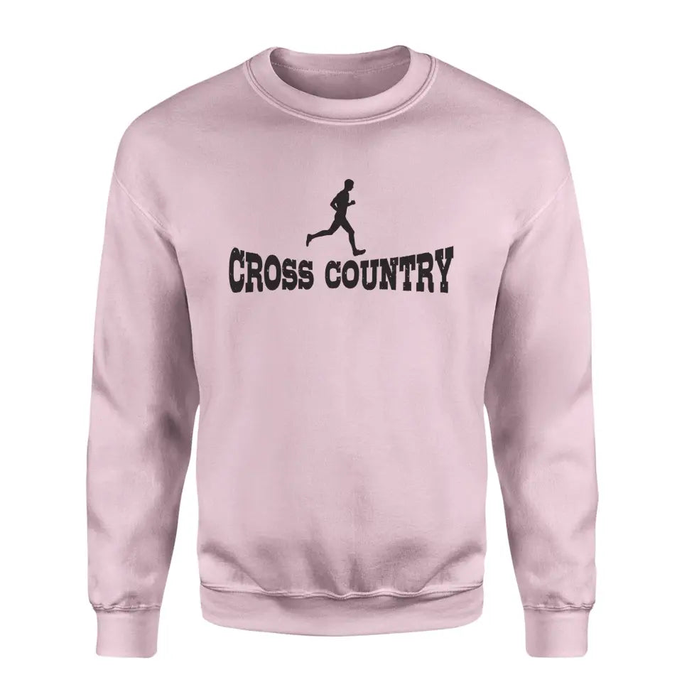 Basic Cross Country with Cross Country Runner Icon on a Sweatshirt with a Black Graphic