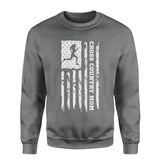 Cross Country Mom Vertical Flag on a Sweatshirt with a White Graphic