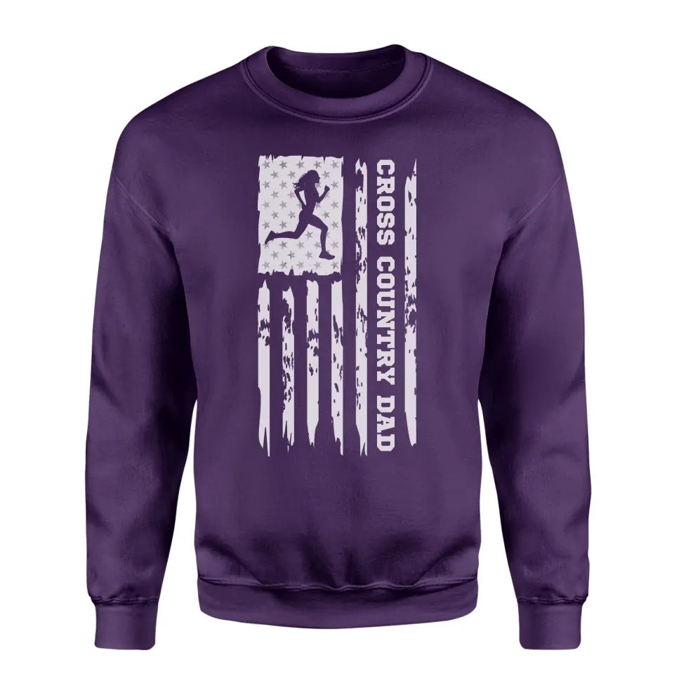 Cross Country Dad Vertical Flag on a Sweatshirt with a White Graphic