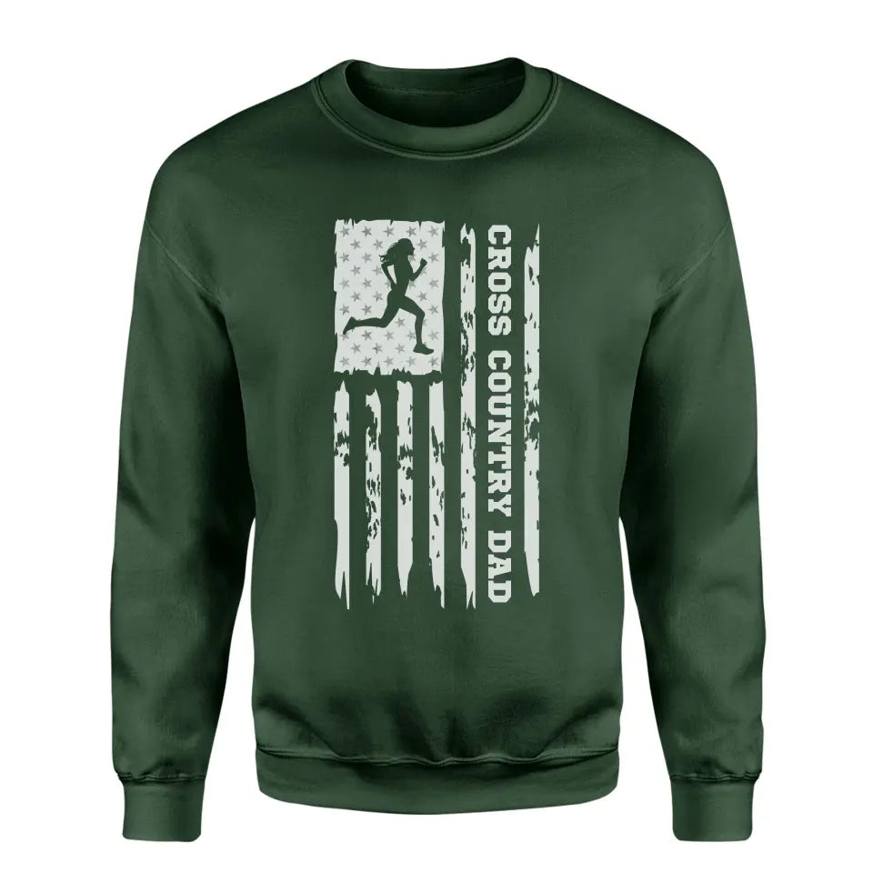 Cross Country Dad Vertical Flag on a Sweatshirt with a White Graphic