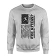 javelin dad vertical flag on a sweatshirt with a black graphic