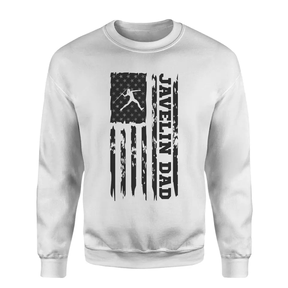 javelin dad vertical flag on a sweatshirt with a black graphic