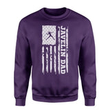 javelin dad vertical flag on a sweatshirt with a white graphic