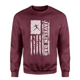 javelin dad vertical flag on a sweatshirt with a white graphic