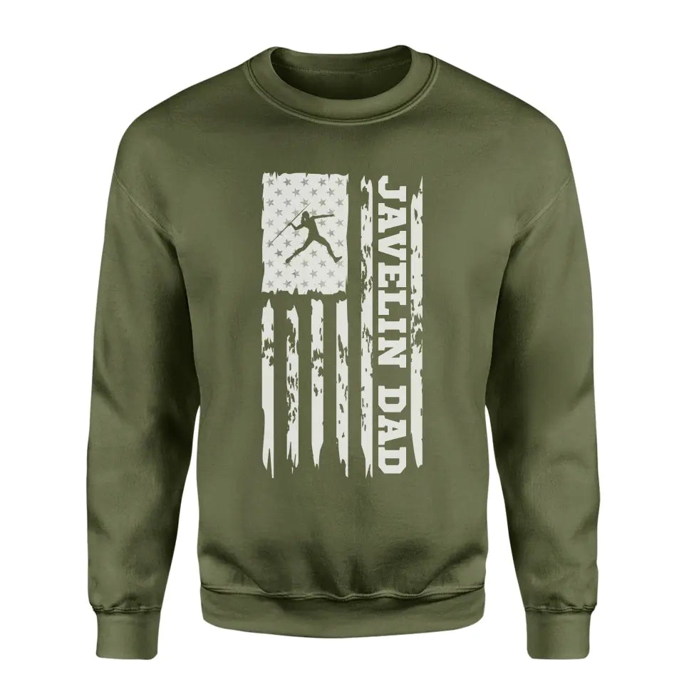 javelin dad vertical flag on a sweatshirt with a white graphic