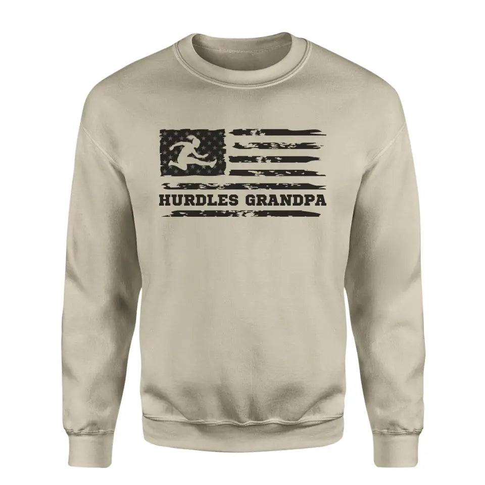 hurdles grandpa horizontal flag on a sweatshirt with a black graphic