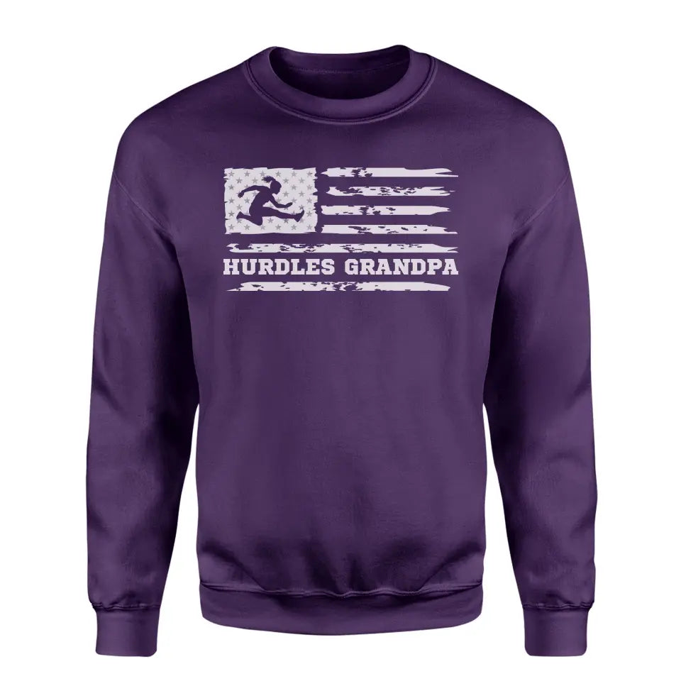 hurdles grandpa horizontal flag on a sweatshirt with a white graphic