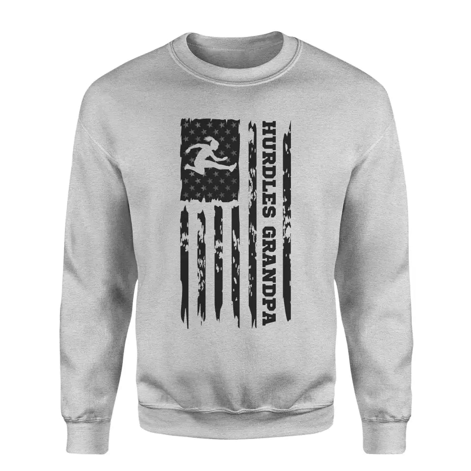 hurdles grandpa vertical flag on a sweatshirt with a black graphic