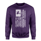 hurdles grandpa vertical flag on a sweatshirt with a white graphic