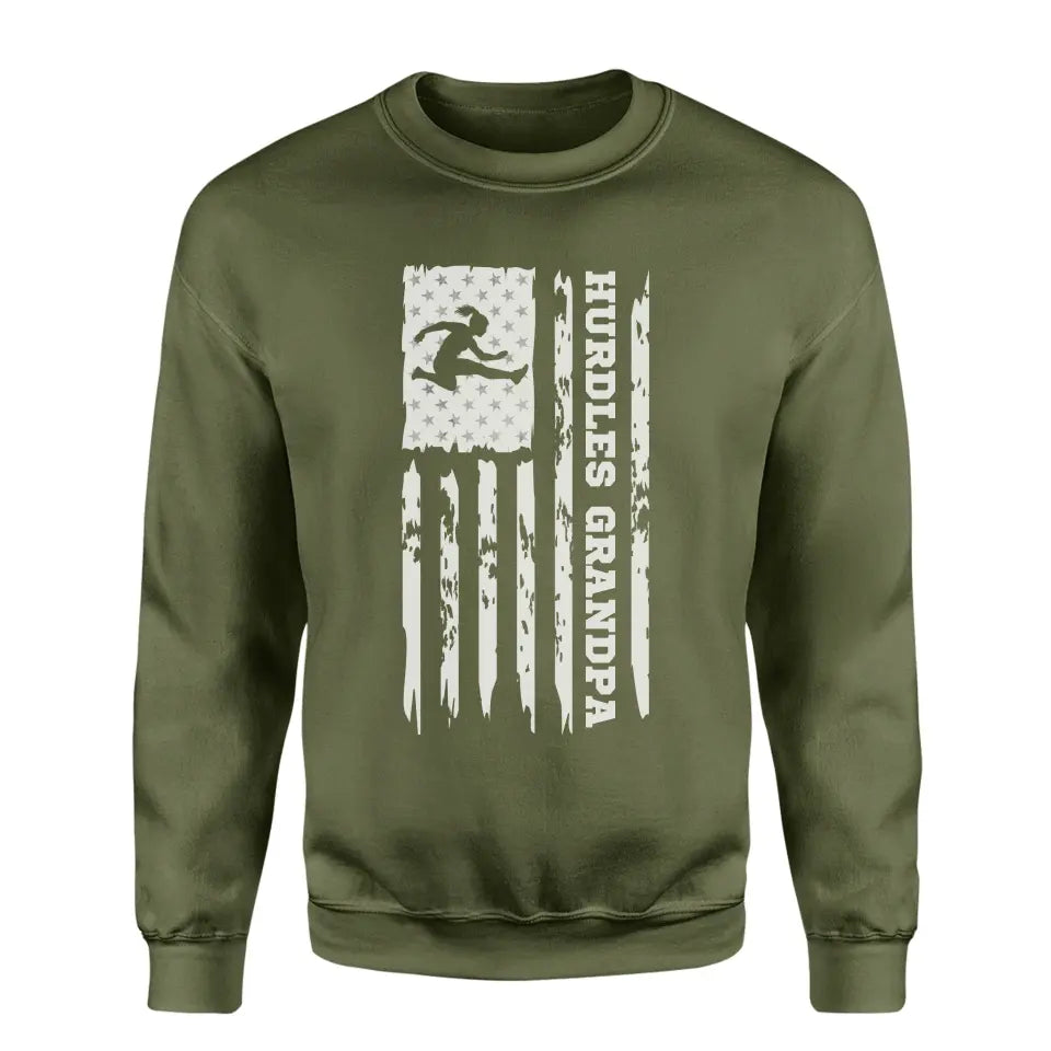 hurdles grandpa vertical flag on a sweatshirt with a white graphic