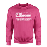 hurdles grandma horizontal flag on a sweatshirt with a white graphic