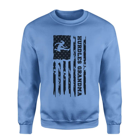 hurdles grandma vertical flag on a sweatshirt with a black graphic