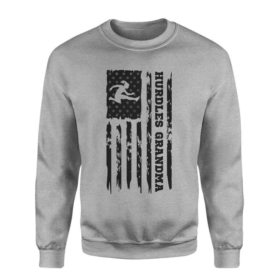 hurdles grandma vertical flag on a sweatshirt with a black graphic