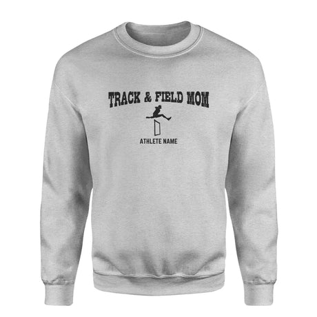 hurdles mom with hurdler icon and hurdler name on a sweatshirt with a black graphic