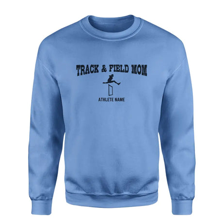 hurdles mom with hurdler icon and hurdler name on a sweatshirt with a black graphic