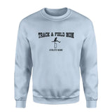 hurdles mom with hurdler icon and hurdler name on a sweatshirt with a black graphic