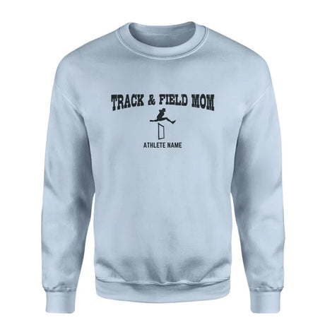 hurdles mom with hurdler icon and hurdler name on a sweatshirt with a black graphic