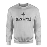 basic hurdles with hurdler icon on a sweatshirt with a black graphic