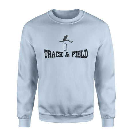 basic hurdles with hurdler icon on a sweatshirt with a black graphic