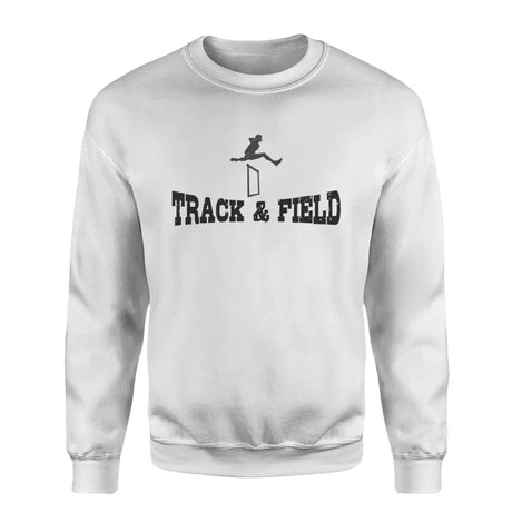 basic hurdles with hurdler icon on a sweatshirt with a black graphic