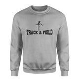 basic hurdles with hurdler icon on a sweatshirt with a black graphic