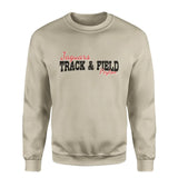 custom hurdles mascot and hurdler name on a sweatshirt with a black graphic